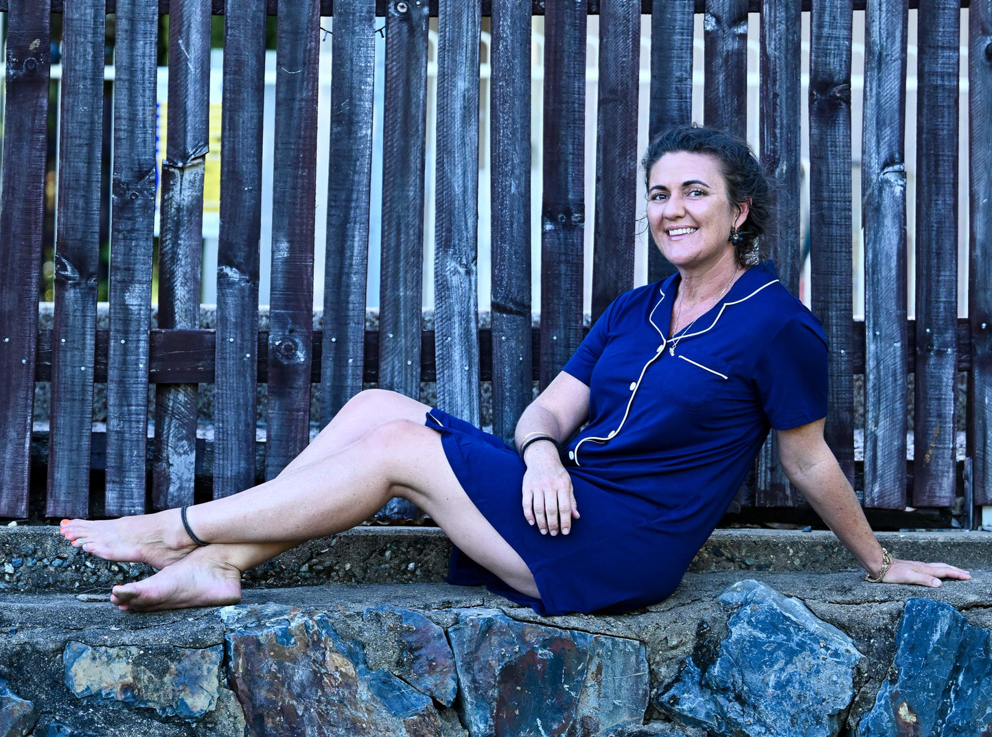 Short Sleeve Nightie - Navy