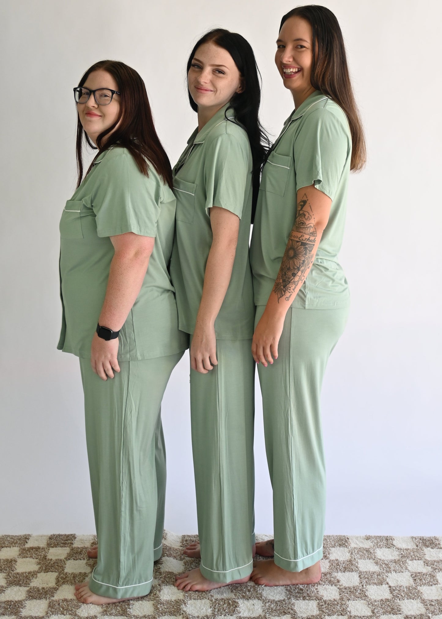 FINAL SALE : Short Sleeve with Long Pant Pyjama Set - SAGE