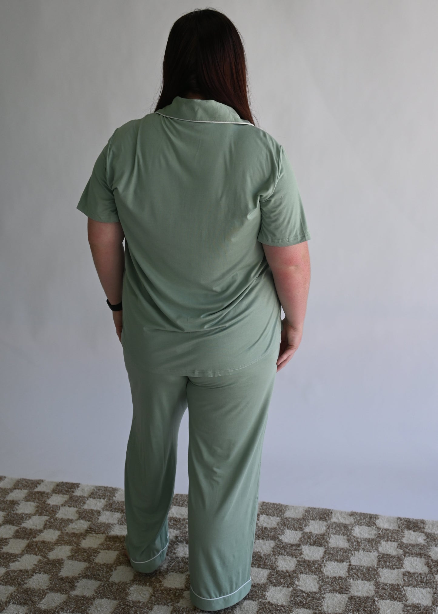 FINAL SALE : Short Sleeve with Long Pant Pyjama Set - SAGE