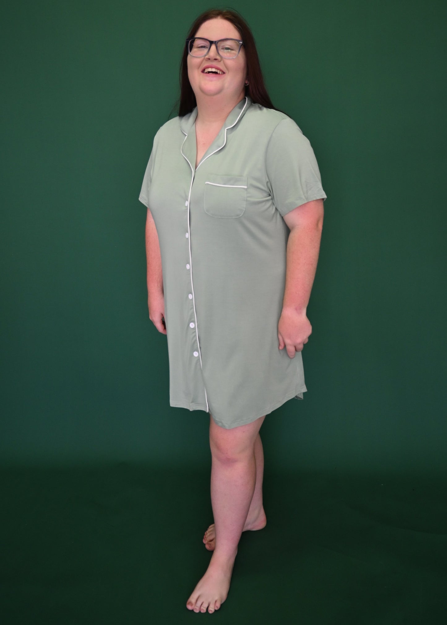 Short Sleeve Nightie - Sage 2.0