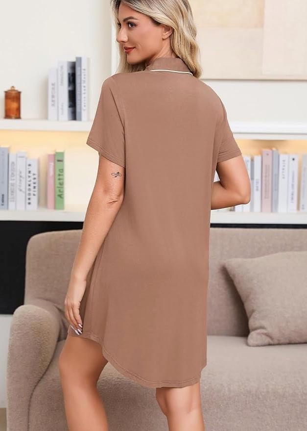 Short Sleeve Nightie - Mocha