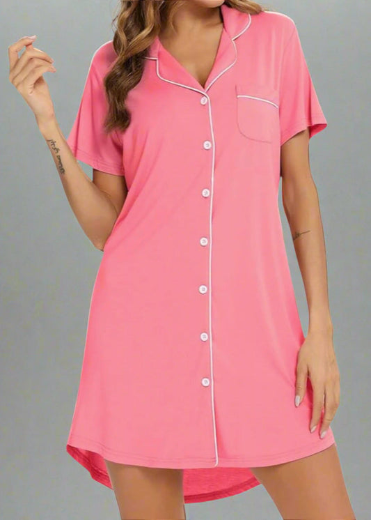 Short Sleeve Nightie - Riley Coral