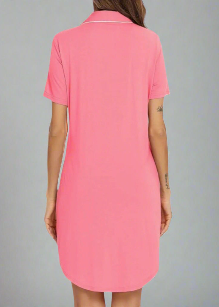 Short Sleeve Nightie - Riley Coral