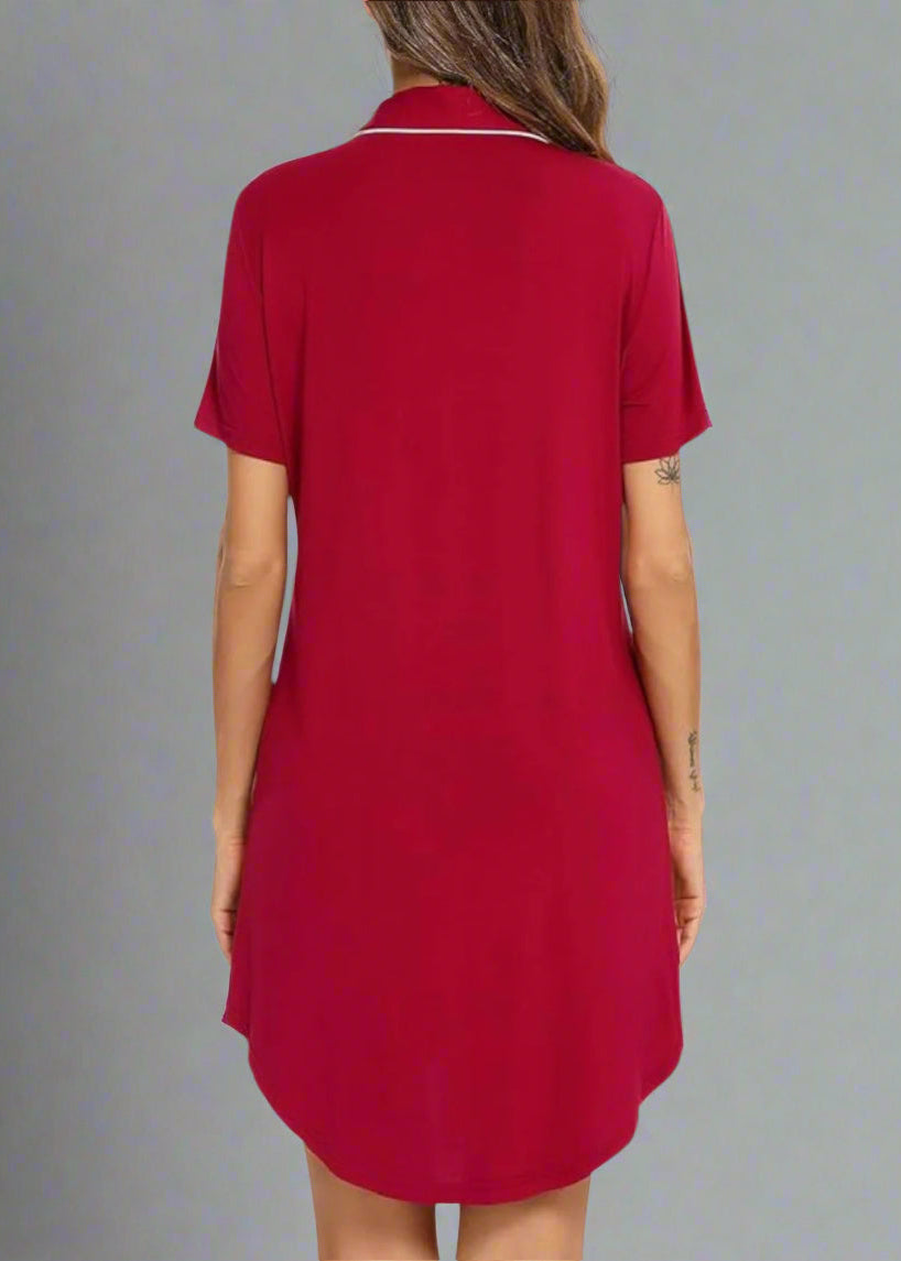 Short Sleeve Nightie - Red