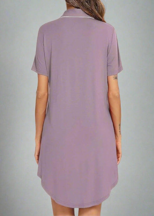 Lavender Short Sleeve Bamboo Nightie, relaxed fit