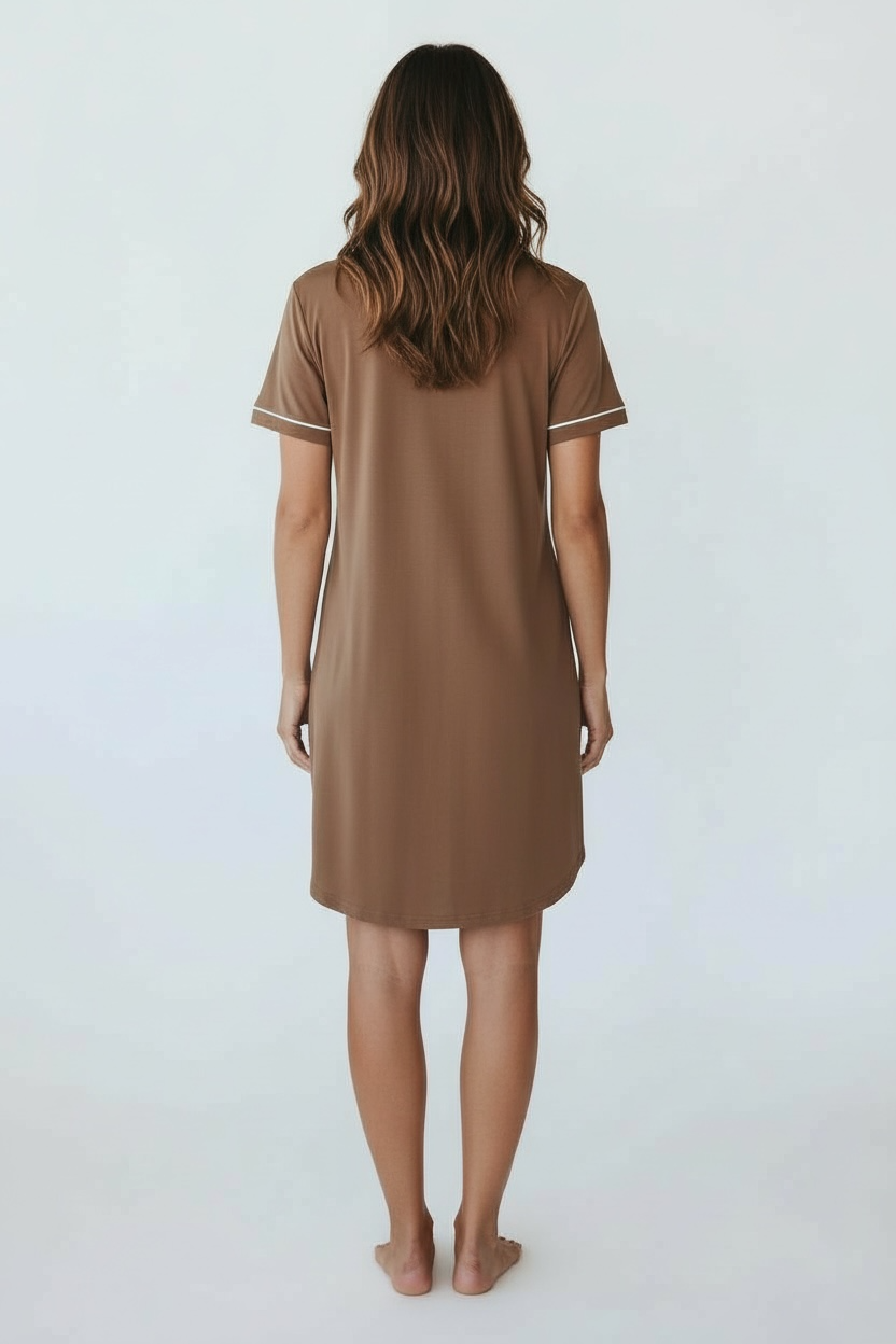 Short Sleeve Nightie - Mocha