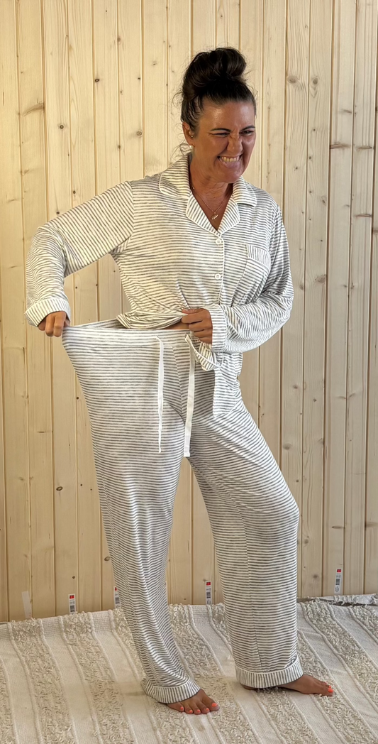 Danielle Stripe : Long Sleeve Buttoned Bamboo PJ's Set