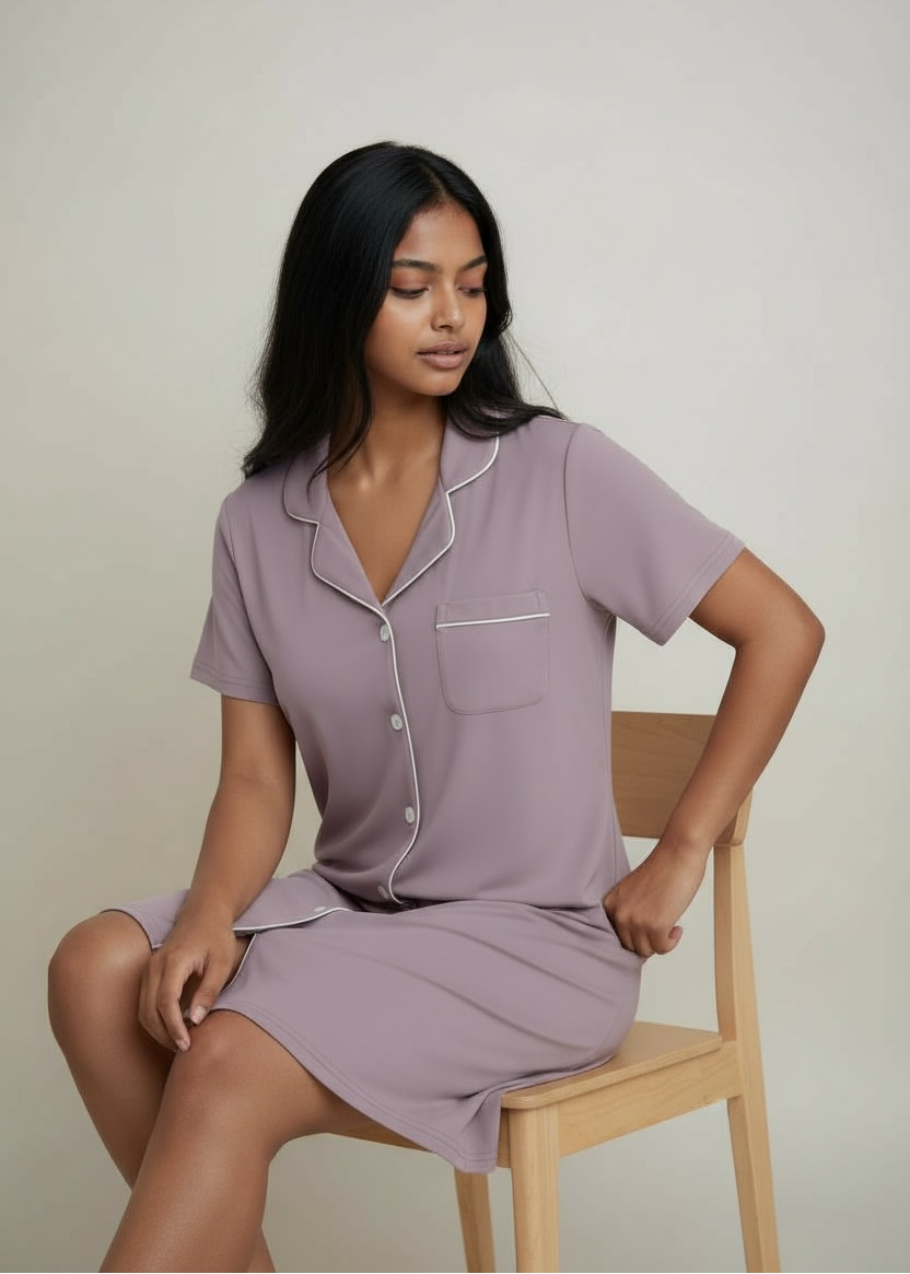 Lavender Short Sleeve Bamboo Nightie – Lila