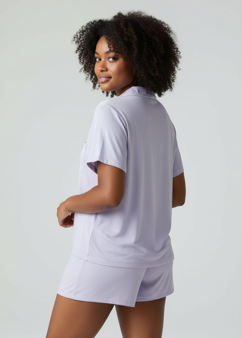 Lilac Short Bamboo Pyjama Set - Emma