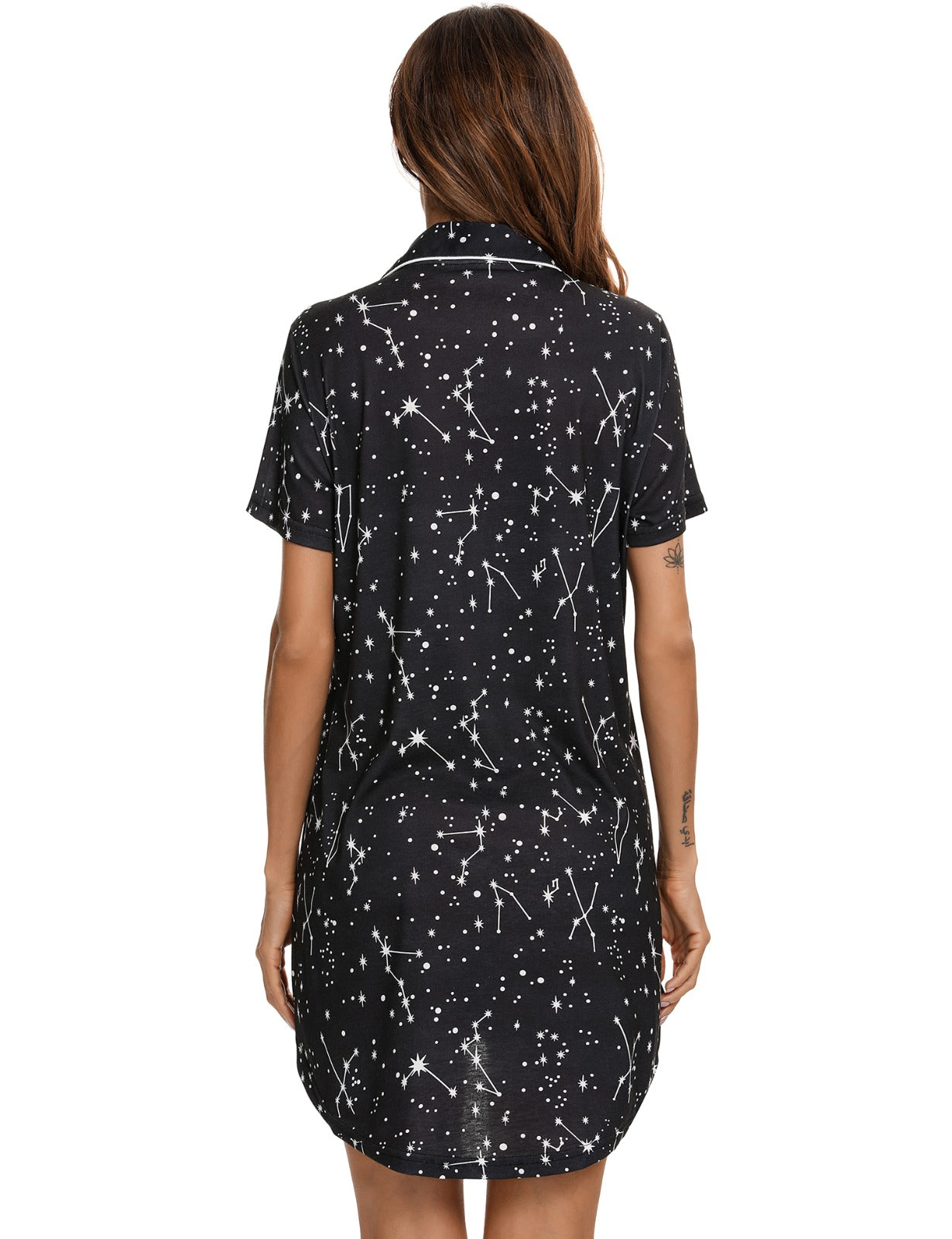Short Sleeve Nightie - Black Constellation