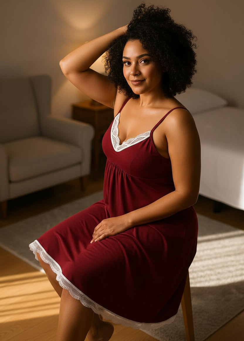 Burgandy Bamboo Cami Slip Nightie – Juliette
