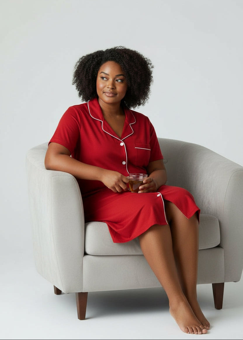 Short Sleeve Nightie - Red