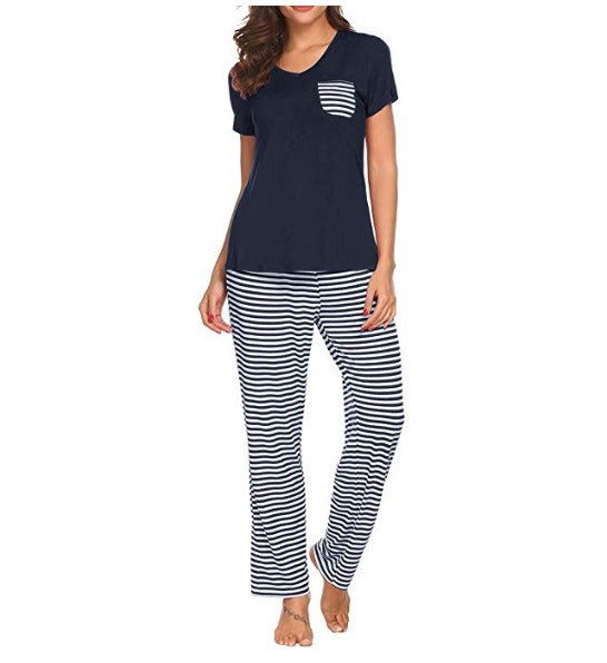 T-Shirt & Long Pant Bamboo PJ Set : Black or Navy