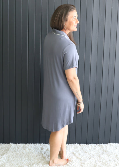 Grey Bamboo Short Sleeve Nightie - Michelle