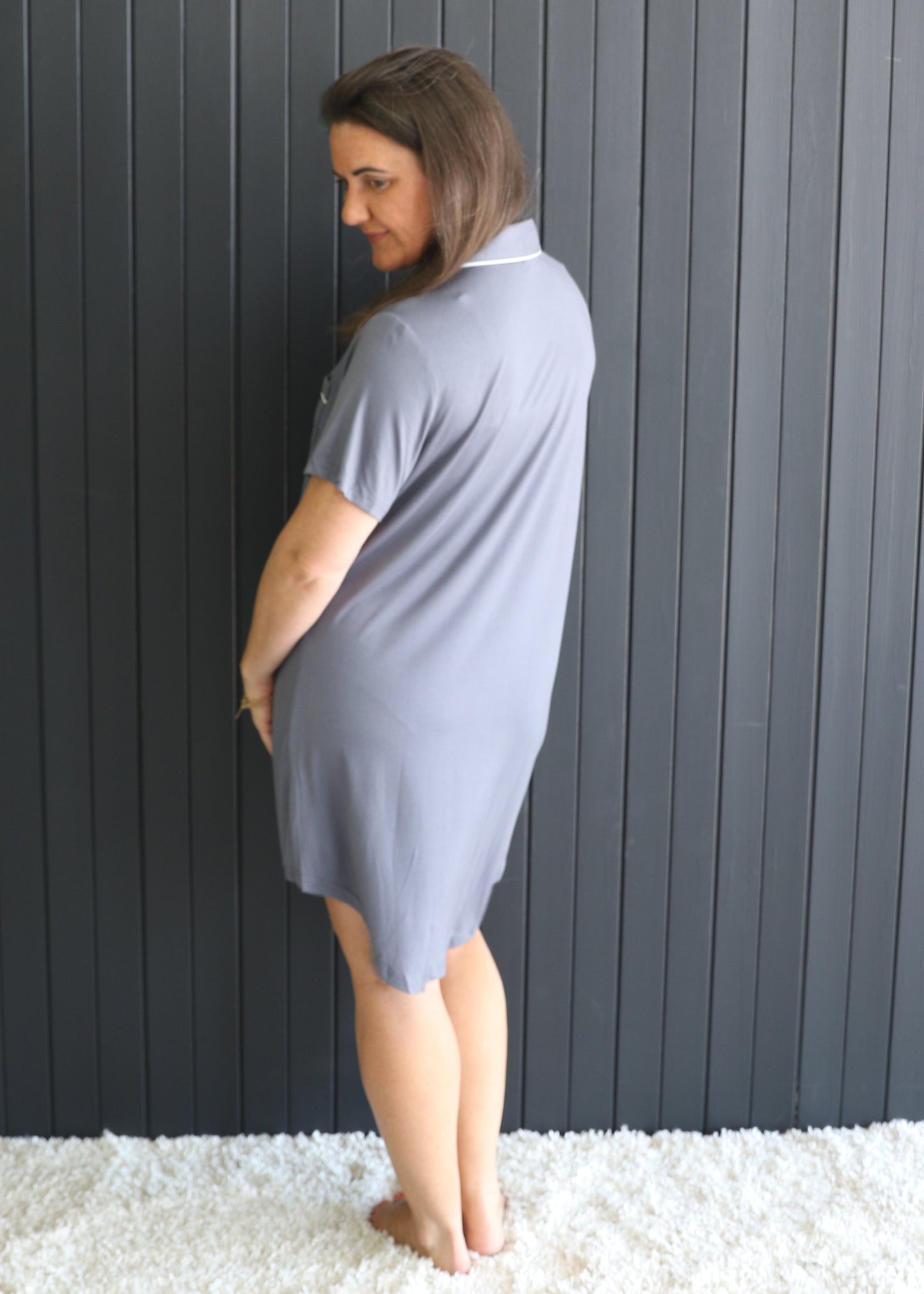 Grey Bamboo Short Sleeve Nightie - Michelle
