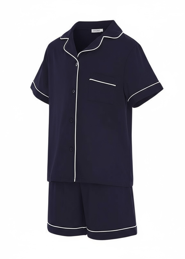 Navy Blue Bamboo Sleeps Kids PJs – The Theo Set