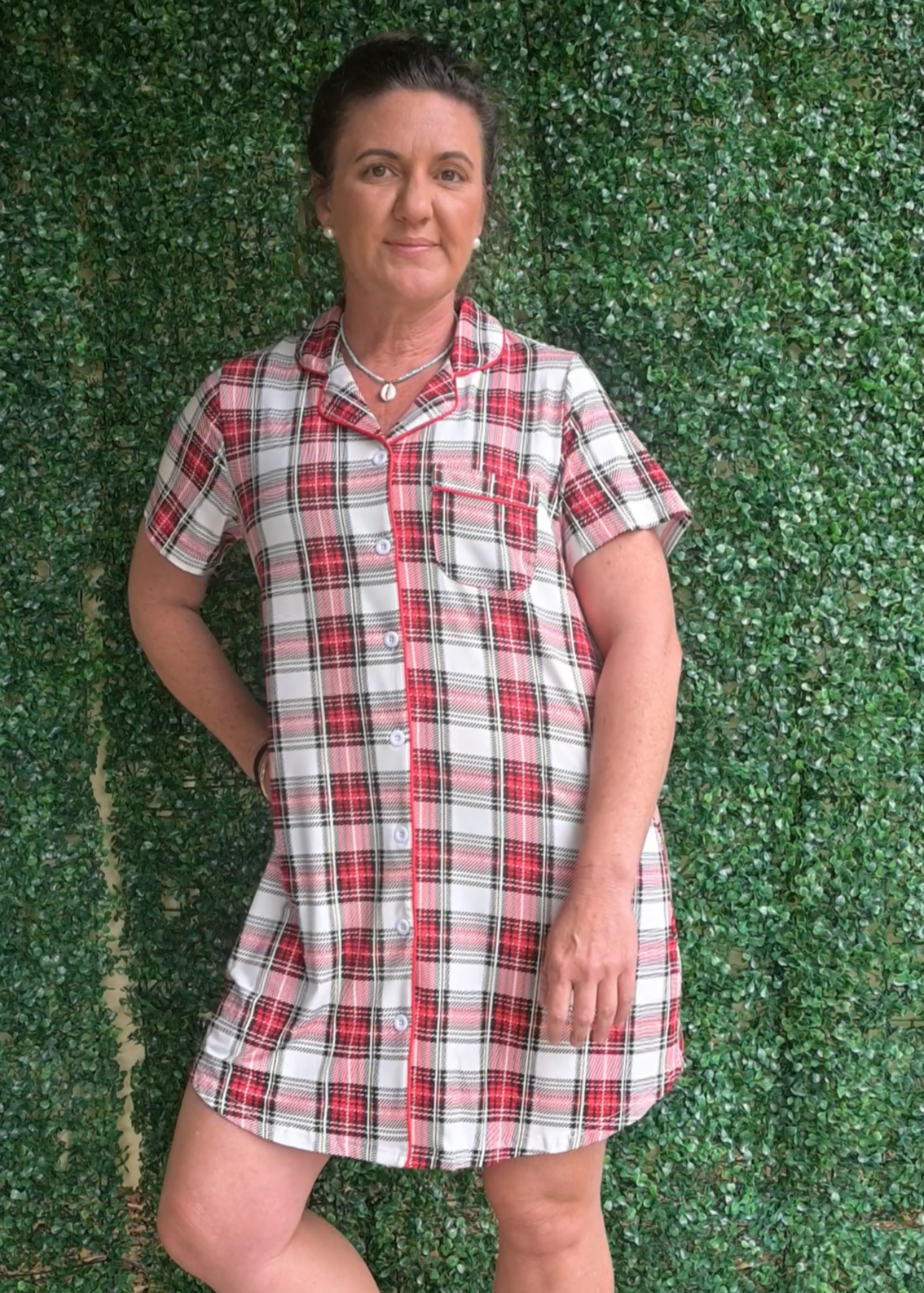 Short Sleeve Nightie - Plaid