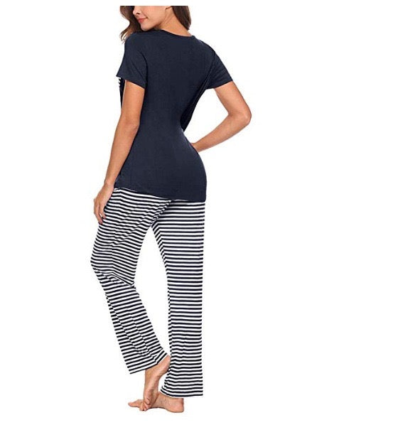 T-Shirt & Long Pant Bamboo PJ Set : Black or Navy