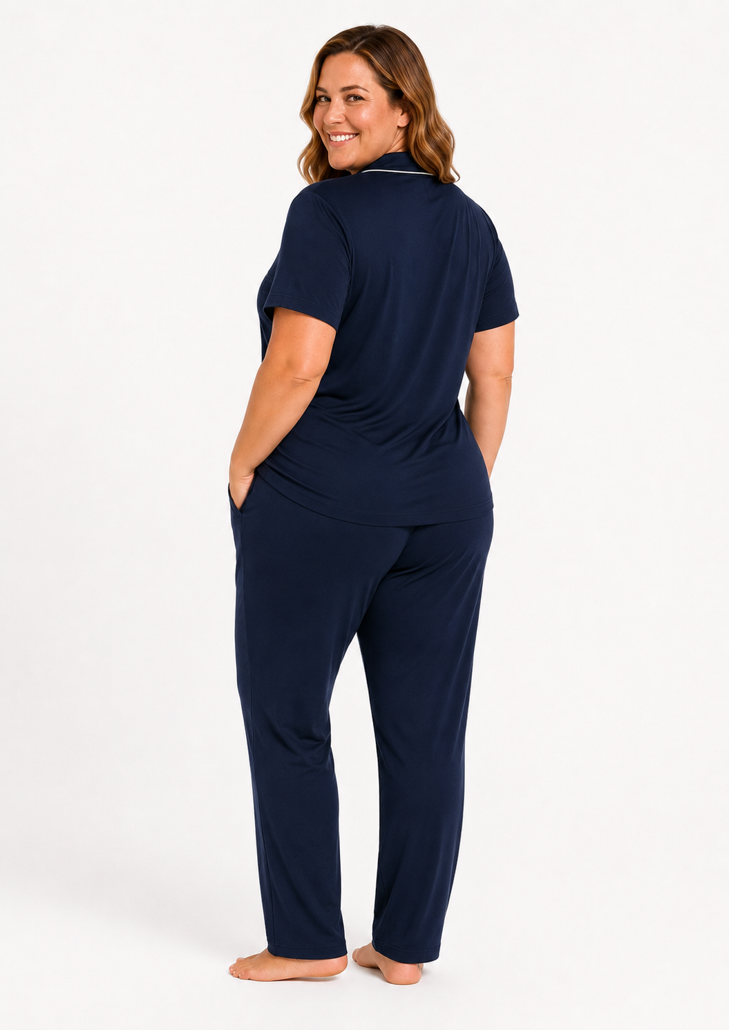 Short Sleeve with Long Pant Pyjama Set : Sara Navy