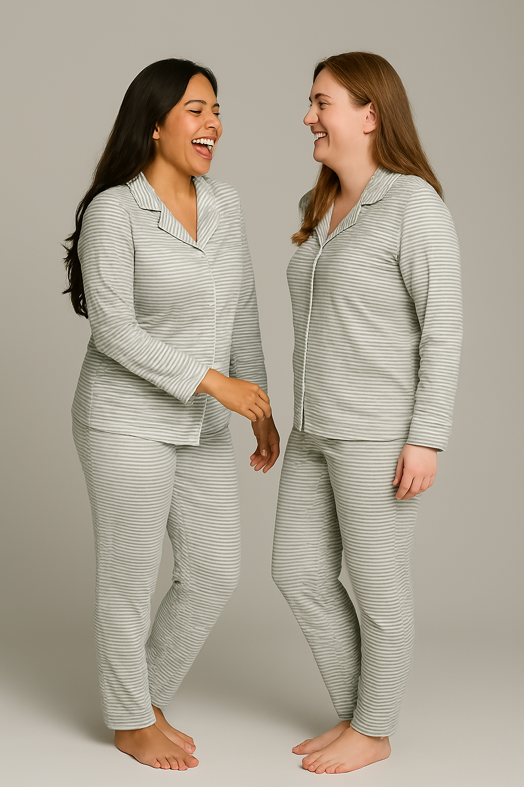 Danielle Stripe : Long Sleeve Buttoned Bamboo PJ's Set
