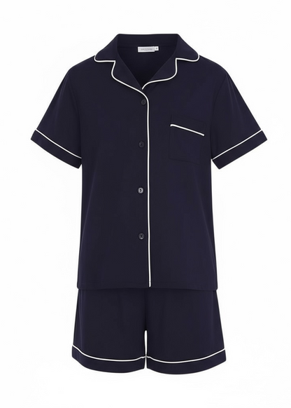 Navy Blue Bamboo Sleeps Kids PJs – The Theo Set