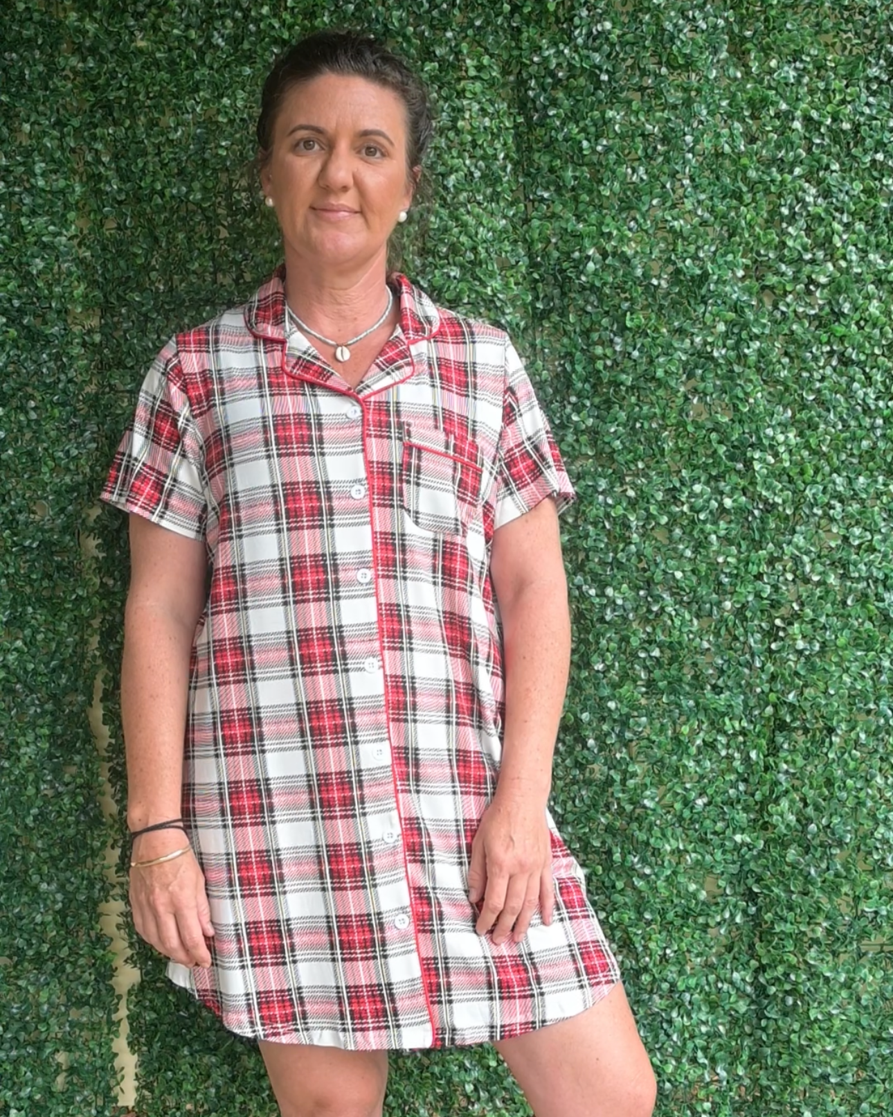 Short Sleeve Nightie - Plaid