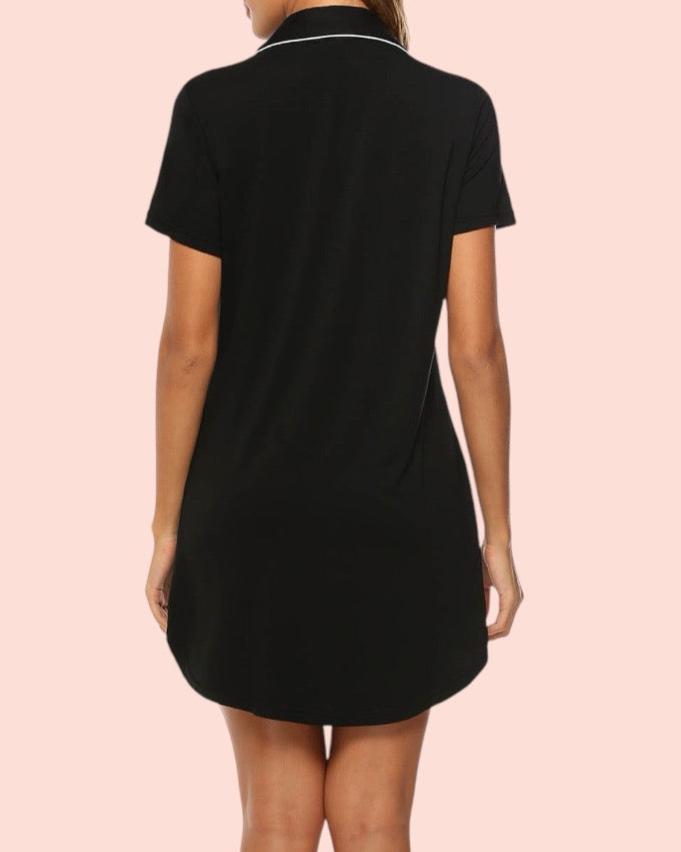 Short Sleeve Nightie - Black