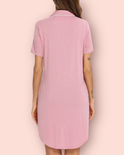 Short Sleeve Nightie - Dusty Pink