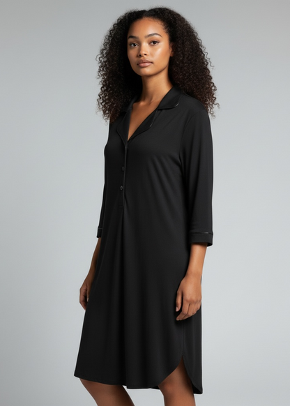 Black 5/8 Sleeve Bamboo Nightie – Phebe