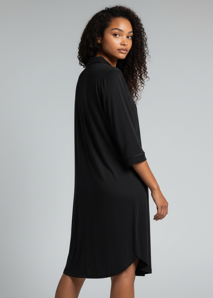 Black 5/8 Sleeve Bamboo Nightie – Phebe