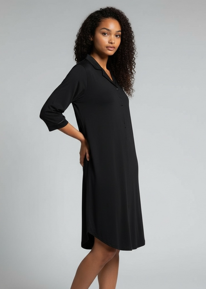 Black 5/8 Sleeve Bamboo Nightie – Phebe