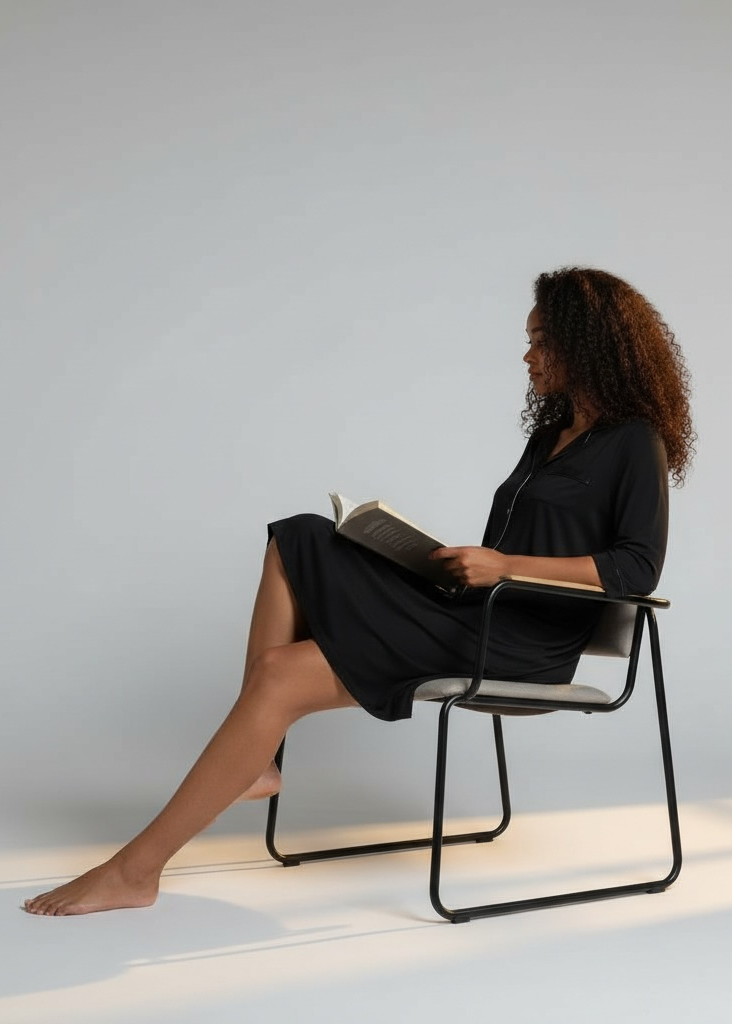 Black 5/8 Sleeve Bamboo Nightie – Phebe