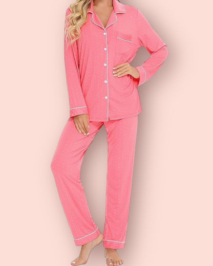 Long Sleeve Buttoned Bamboo PJ's Set - Sophie