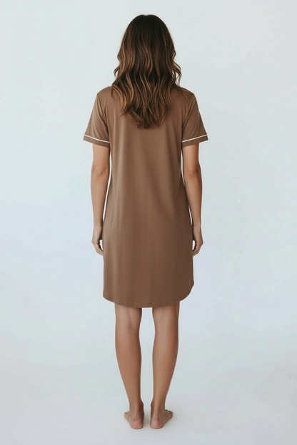 Short Sleeve Nightie - Mocha