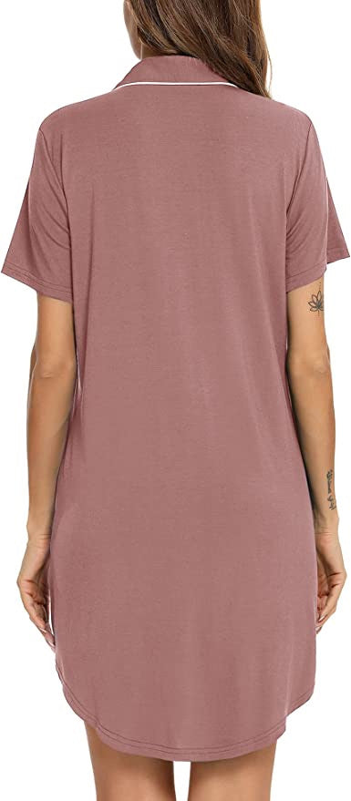 Short Sleeve Nightie - Cinnamon Pink