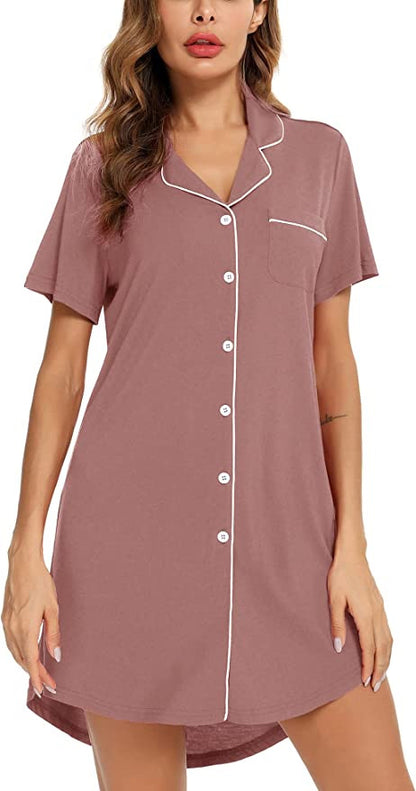 Short Sleeve Nightie - Cinnamon Pink