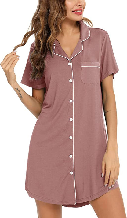 Short Sleeve Nightie - Cinnamon Pink