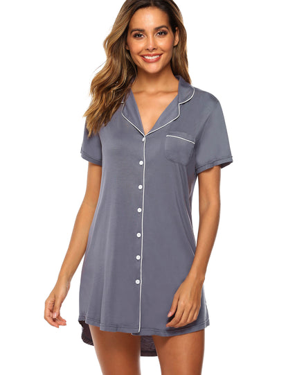 Short Sleeve Nightie - Grey