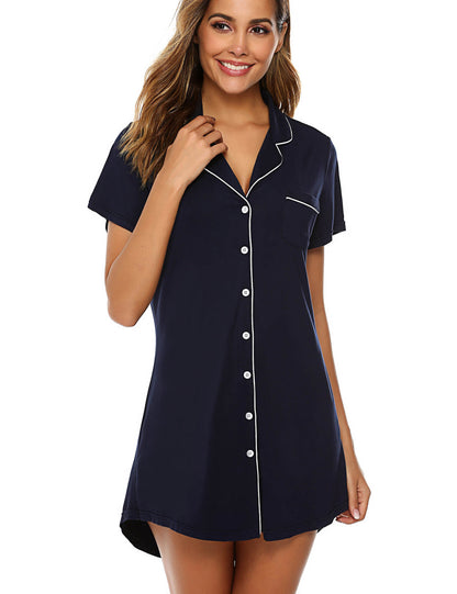 Short Sleeve Nightie - Navy