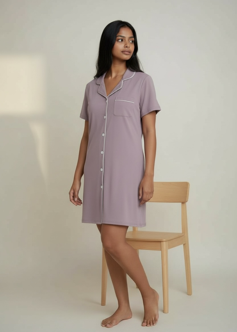Lavender Short Sleeve Bamboo Nightie – Lila