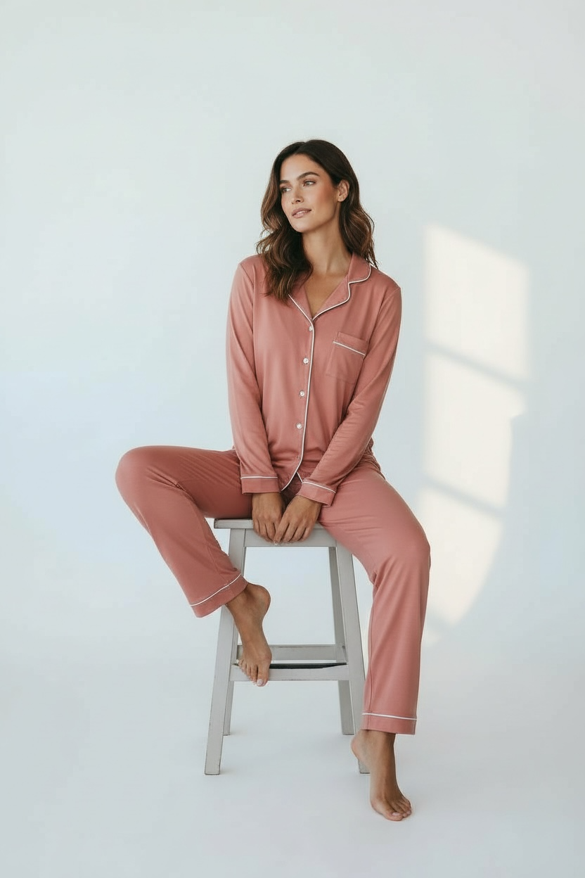 Cinnamon Pink Long Sleeve Bamboo PJ Set – Georgia