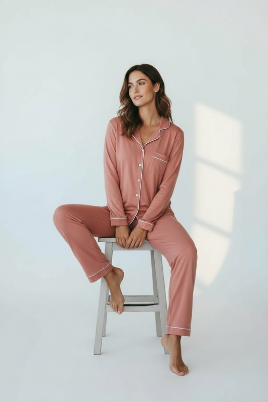 Cinnamon Pink Long Sleeve Bamboo PJ Set – Georgia