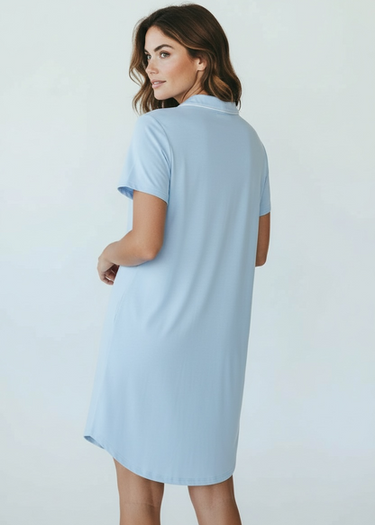 Baby Blue Short Sleeve Nightie - Evie