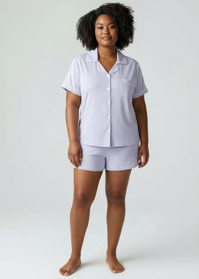 Lilac Short Bamboo Pyjama Set - Emma