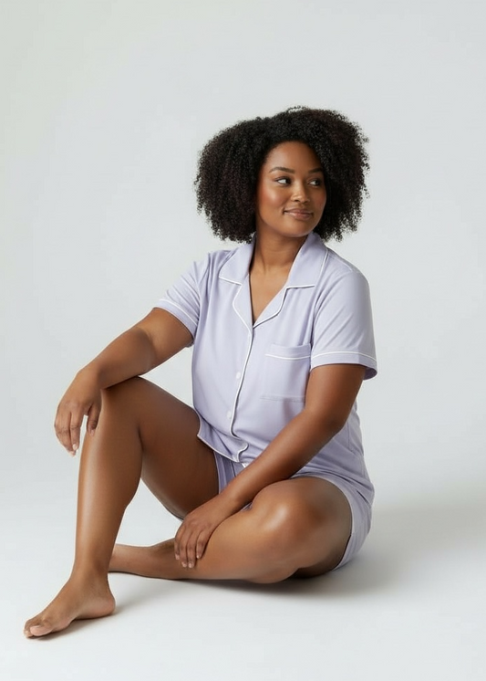 Lilac Short Bamboo Pyjama Set - Emma