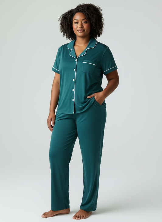 Short Sleeve with Long Pant Pyjama Set : Esme Green