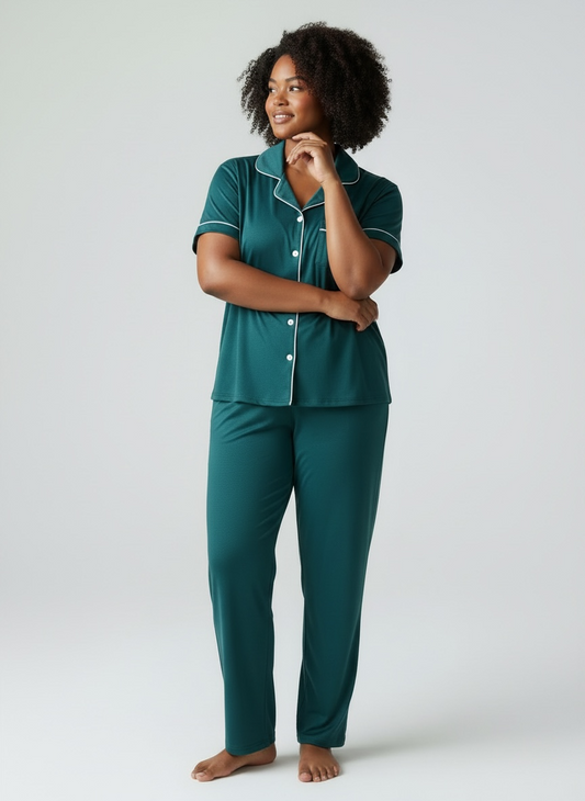 Short Sleeve with Long Pant Pyjama Set : Esme Green