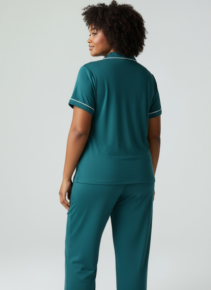 Short Sleeve with Long Pant Pyjama Set : Esme Green