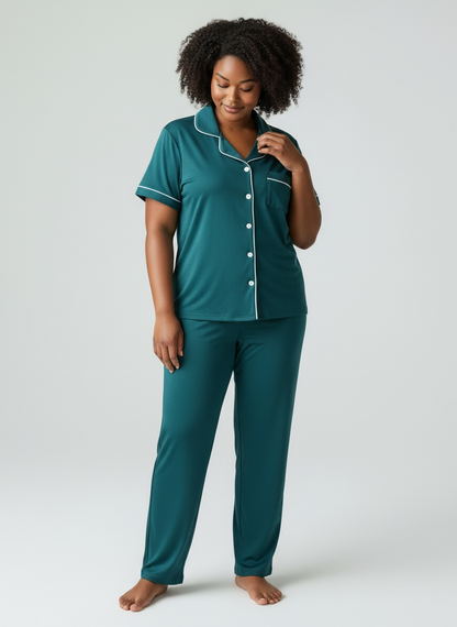 Short Sleeve with Long Pant Pyjama Set : Esme Green