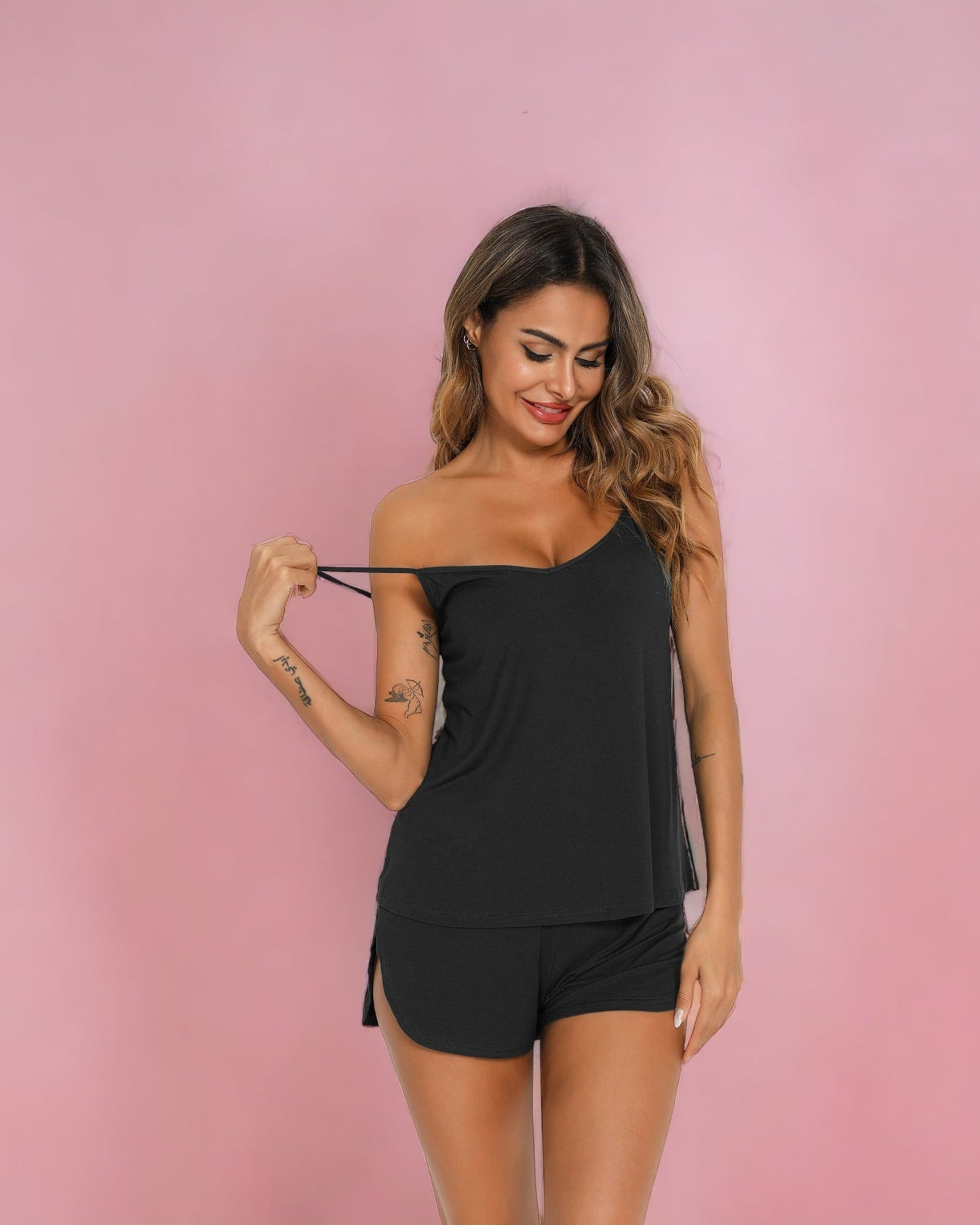 Bamboo Cami + Shorts PJ Set - Black